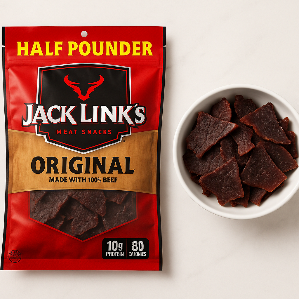 Jack Link's Beef Jerky Half Pounder (Original, 8 oz) Review: Classic Protein Snack in a Family-Size Bag