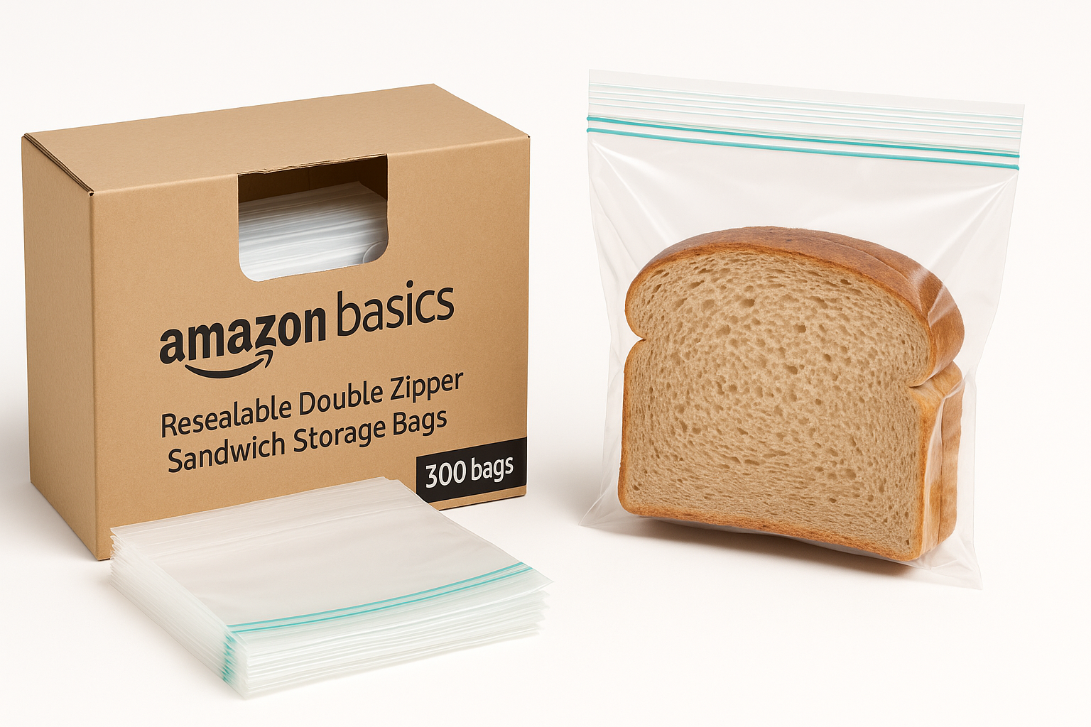 Amazon Basics Resealable Double Zipper Sandwich Storage Bags (300 Count) Review