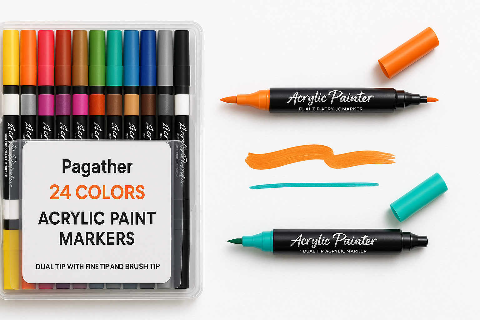 Pagather 24-Color Dual-Tip Acrylic Paint Markers Review: Flexible Brush & Fine Tips for Versatile Crafting