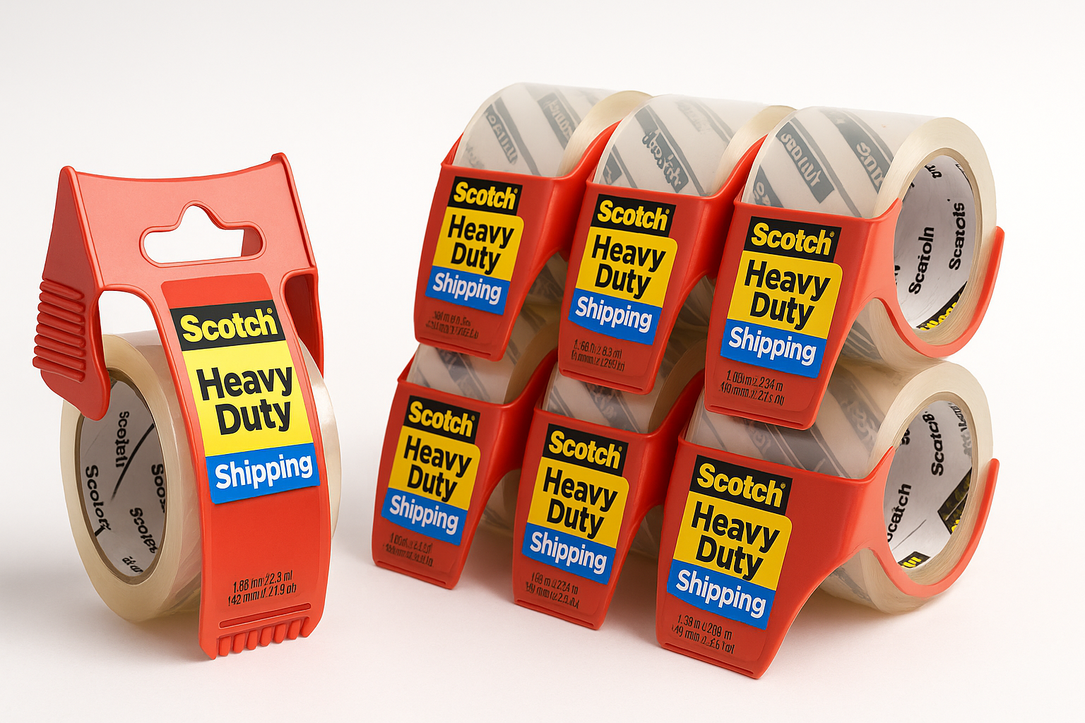 Scotch Heavy Duty Shipping Packing Tape (6 Dispensers): Reliable Box-Sealing for Moving and Shipping