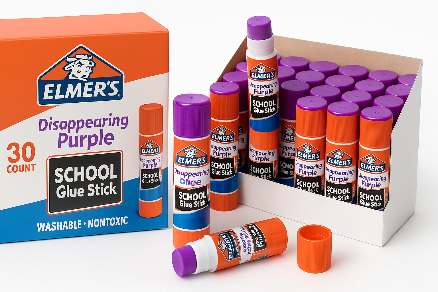 Elmer’s Disappearing Purple School Glue Sticks (7g, 30-Pack): Classroom-Ready, Kid-Friendly Adhesive