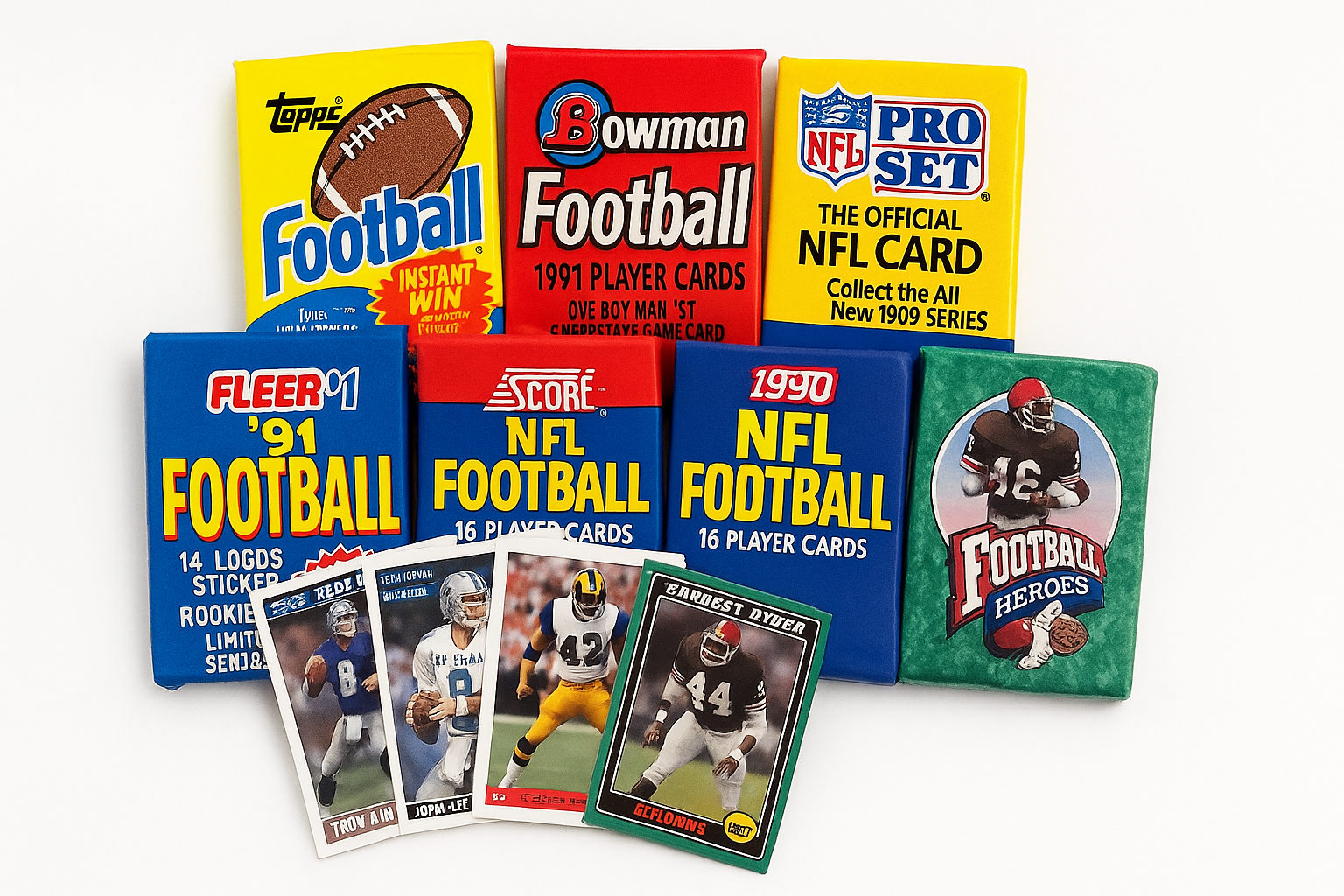 100 Vintage Football Cards in Old Sealed Wax Packs: A Nostalgic Starter Lot for New Collectors