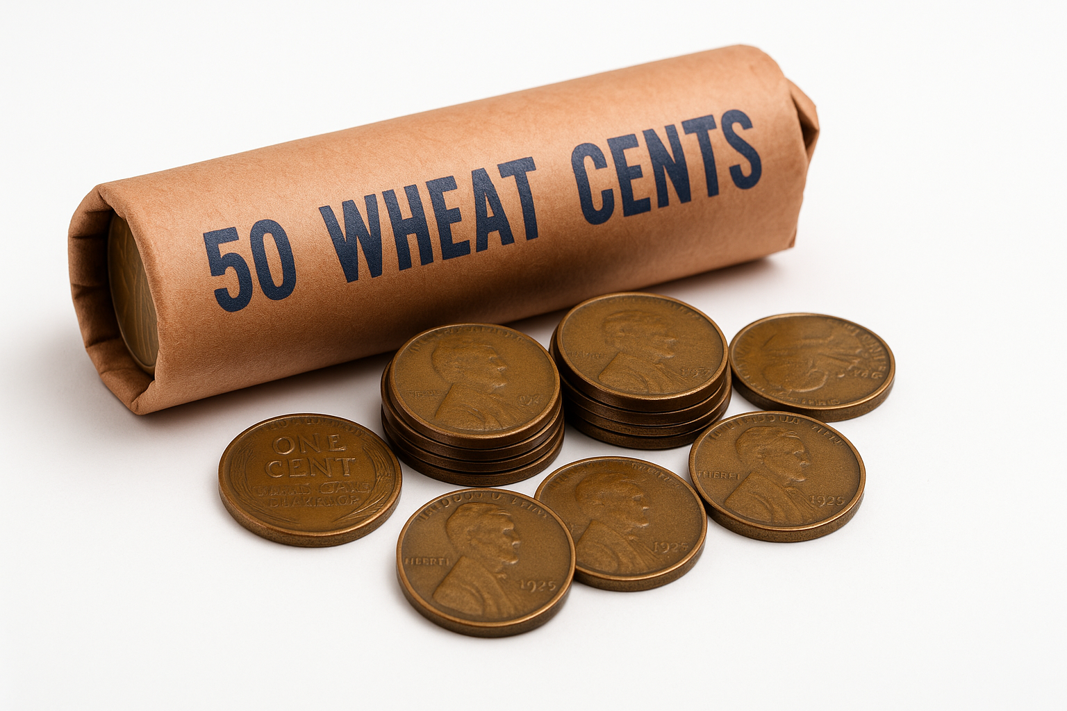 50 Wheat Pennies (Unsearched Shotgun Roll): Vintage Lincoln Cents for Beginner Collectors