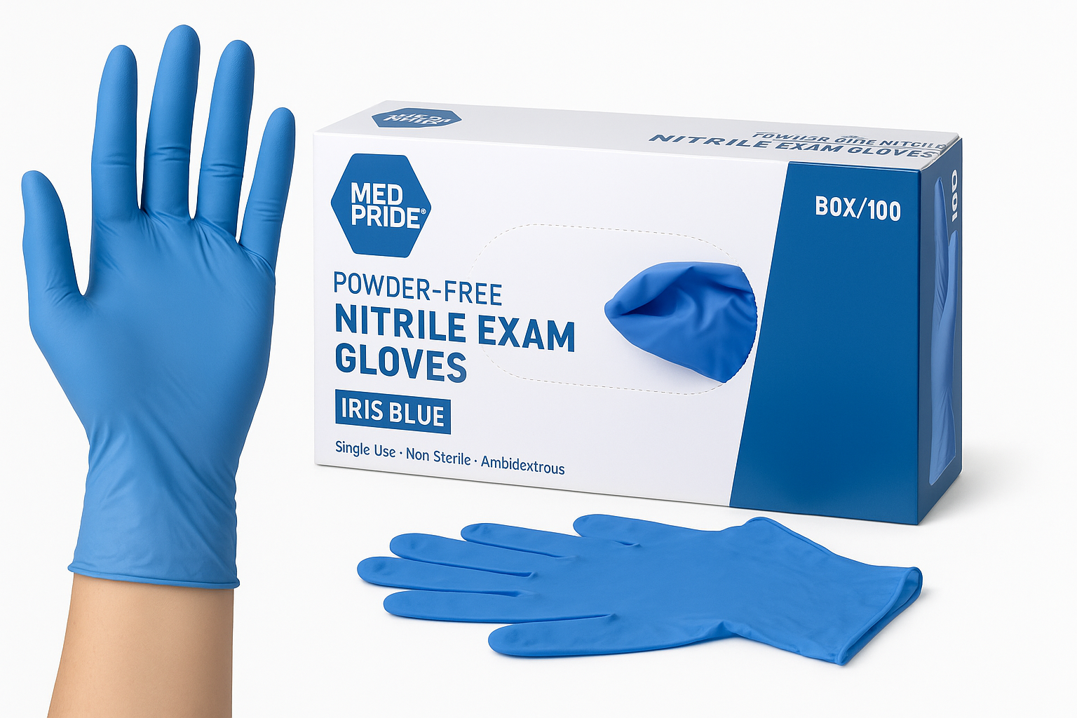 MedPride Powder-Free Nitrile Exam Gloves (Iris Blue, Medium, Box/100) Review
