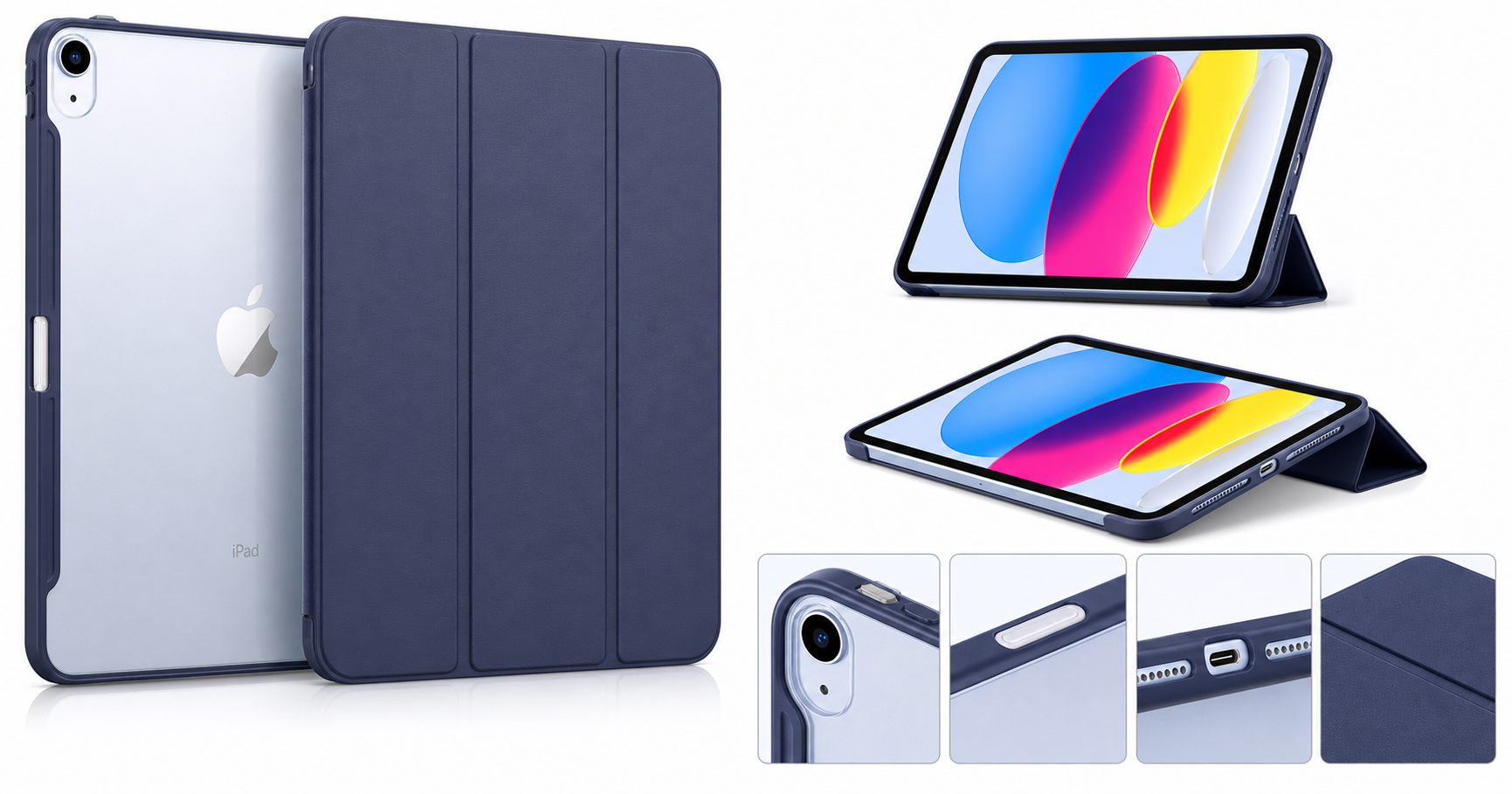 MoKo Slim Stand Case for iPad (A16) 11" 2025 & iPad 10th Gen 10.9" – A Lightweight Smart Cover with Translucent Protection