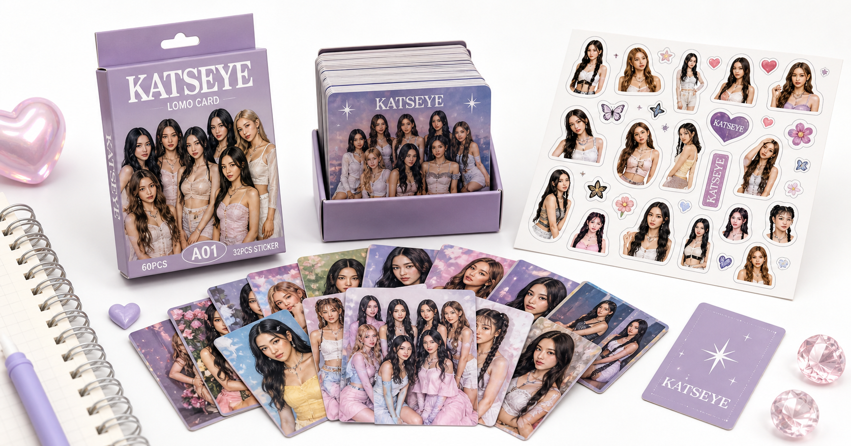 KATSEYE 32PCS Stickers + 60PCS LOMO Idol Cards Set Review: Cute Mini Merch Pack for Fans