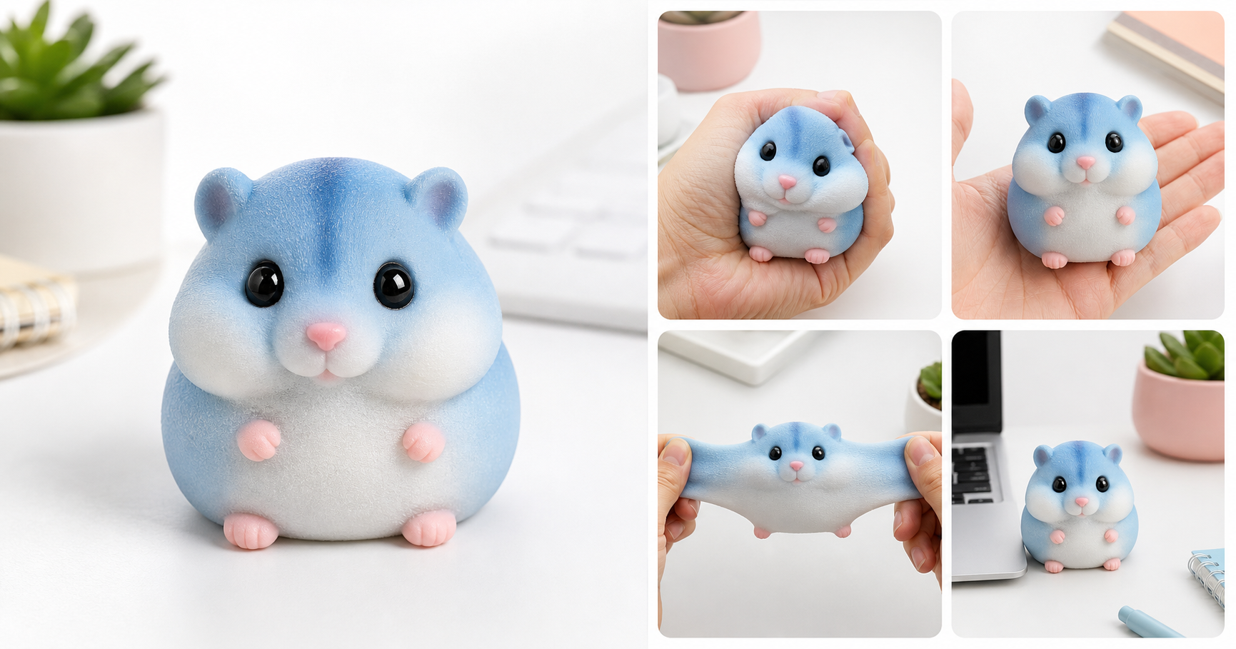 Handmade Taba Squishy Hamster Toy (Blue): Cute, Tactile Stress Relief for All Ages