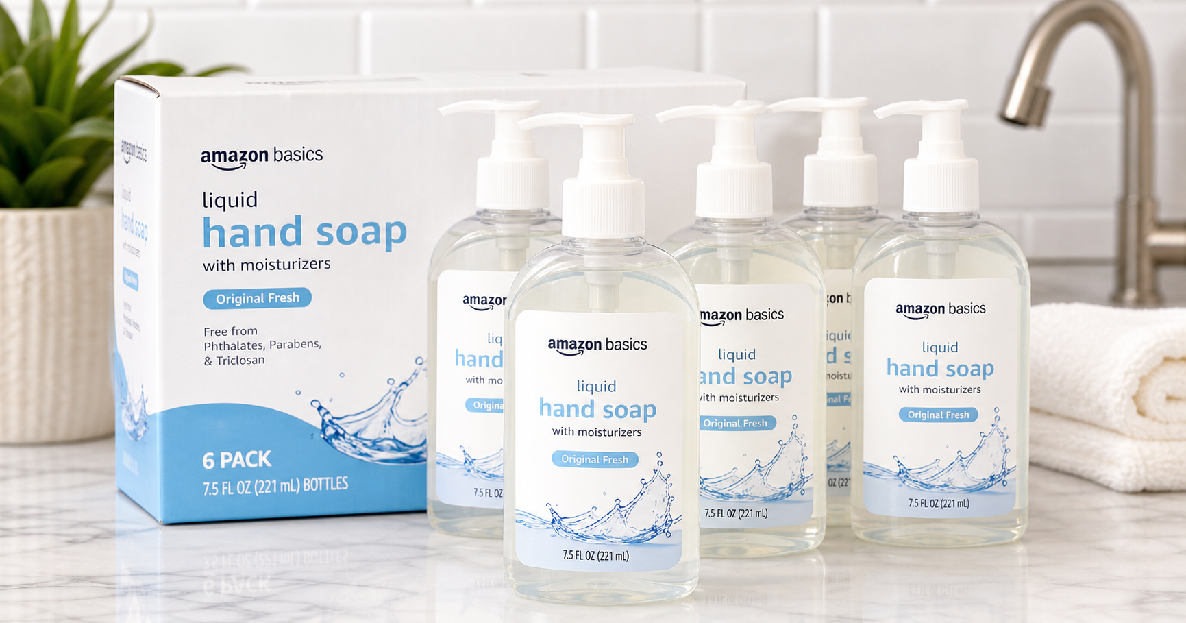 Amazon Basics Original Fresh Liquid Hand Soap (Pack of 6) Review: Simple, Mild, and Budget-Friendly Everyday Soap