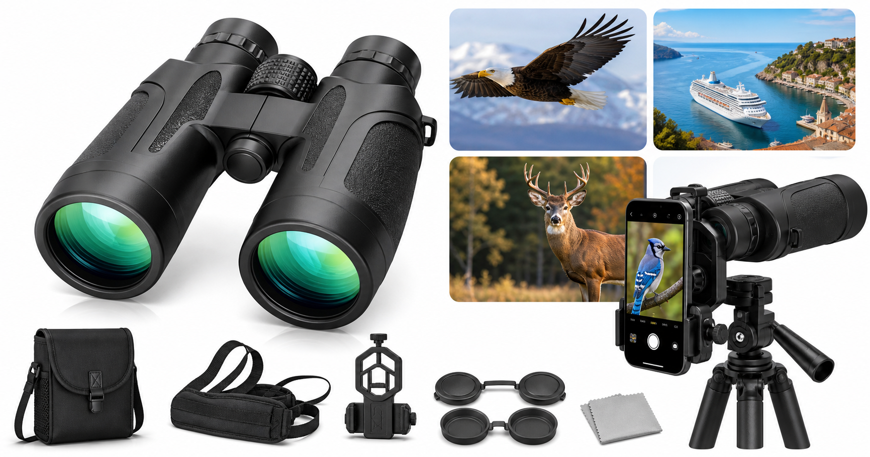 15x52 HD Binoculars for Adults: High-Powered, Phone-Friendly Optics for Everyday Adventures