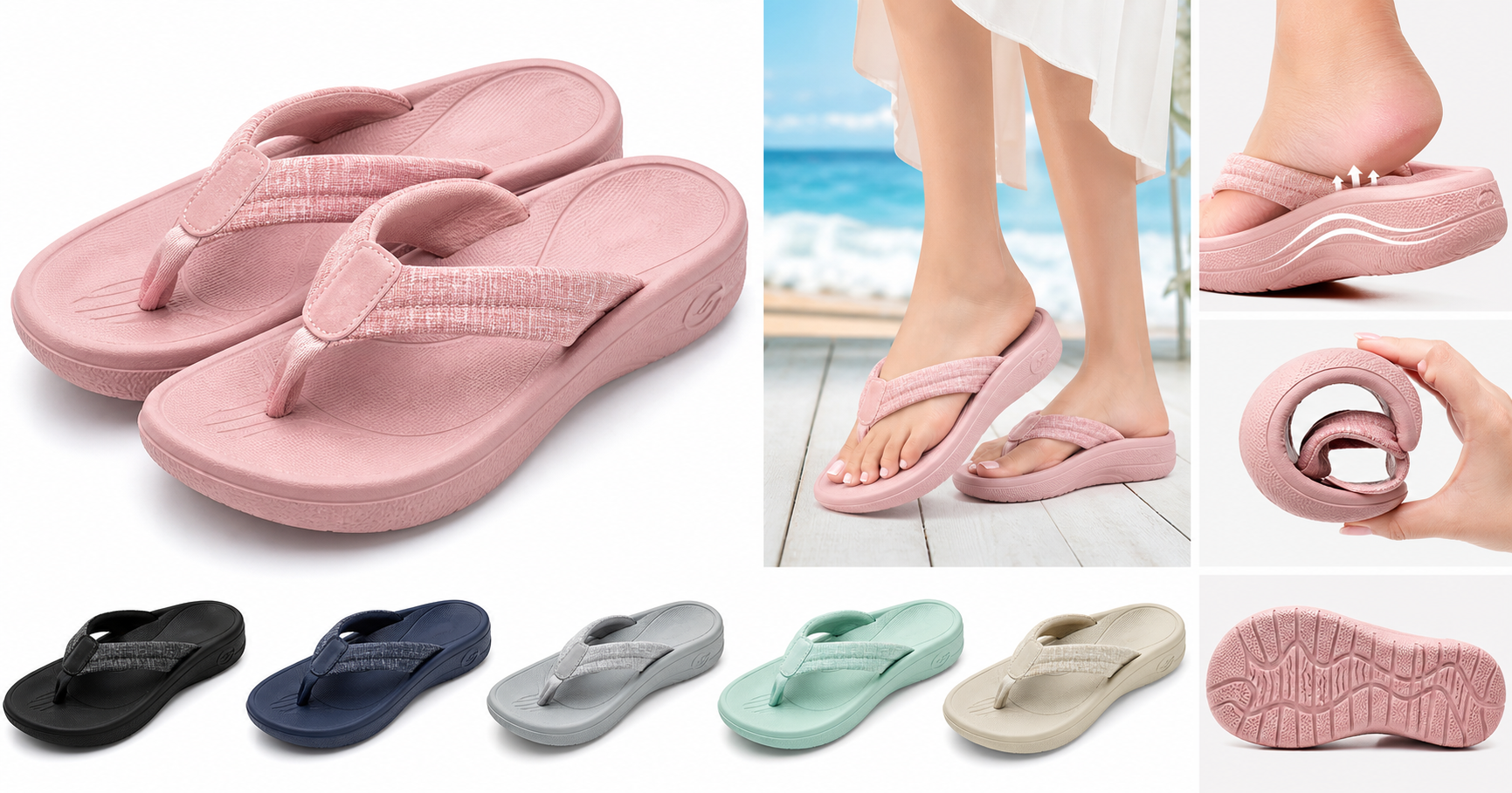 KuaiLu Women’s Arch Support Flip Flops: Yoga-Mat Comfort for Everyday Summer Wear