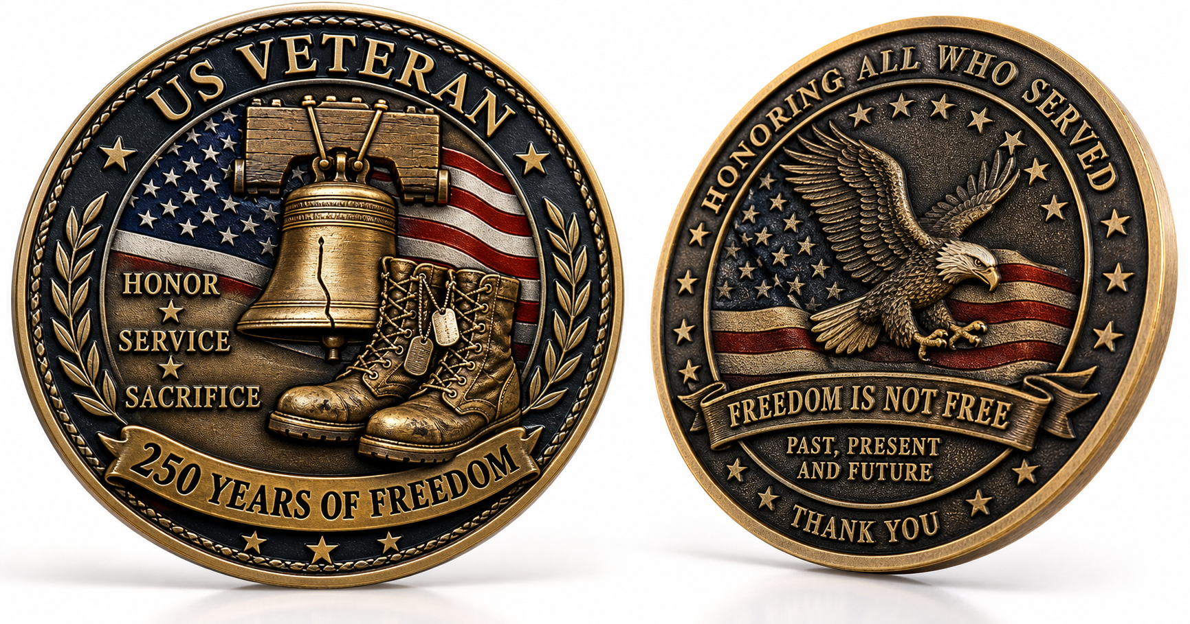 US Veteran Challenge Coin – A Compact Tribute to 250 Years of Service and Sacrifice