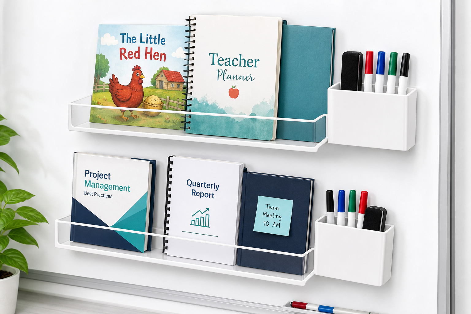CONIJIWA Magnetic Book Shelf for Whiteboards: Simple, Sturdy Storage for Classrooms and Offices