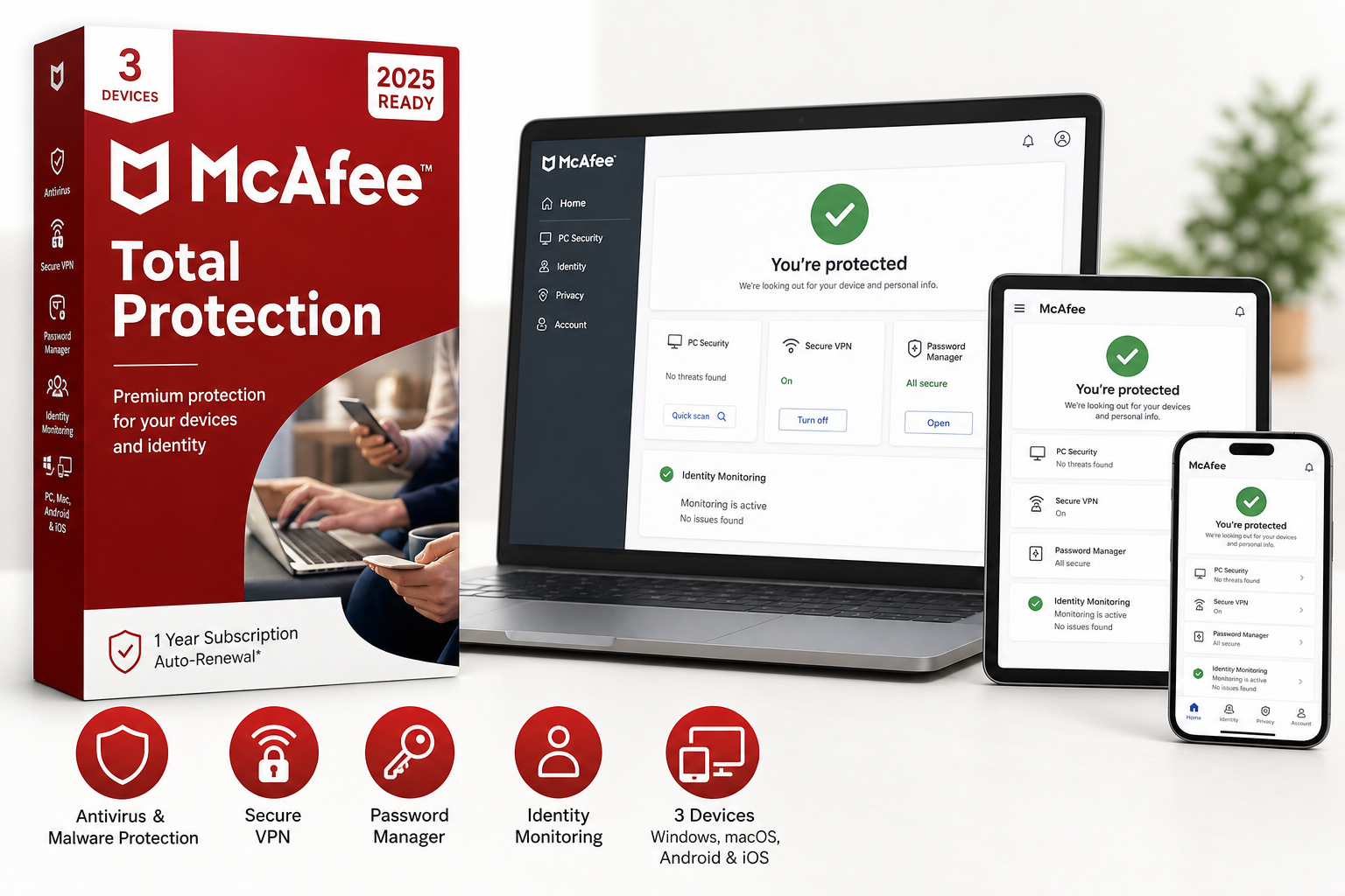 McAfee Total Protection 3‑Device (2025 Ready): Comprehensive Security for Small Households