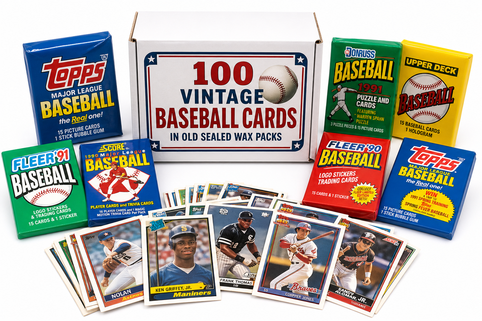 100 Vintage Baseball Cards in Old Sealed Wax Packs – Nostalgic Starter Lot for New Collectors