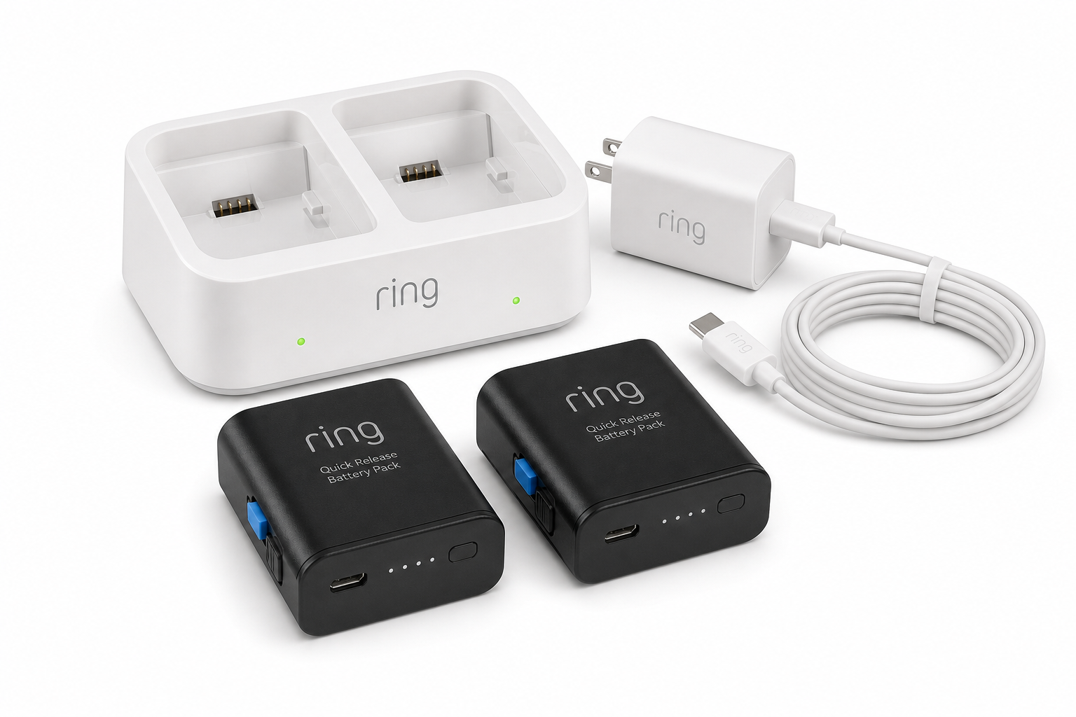 Ring Charging Station with 2-Pack Quick Release Battery Packs: Reliable Power for Your Ring Ecosystem