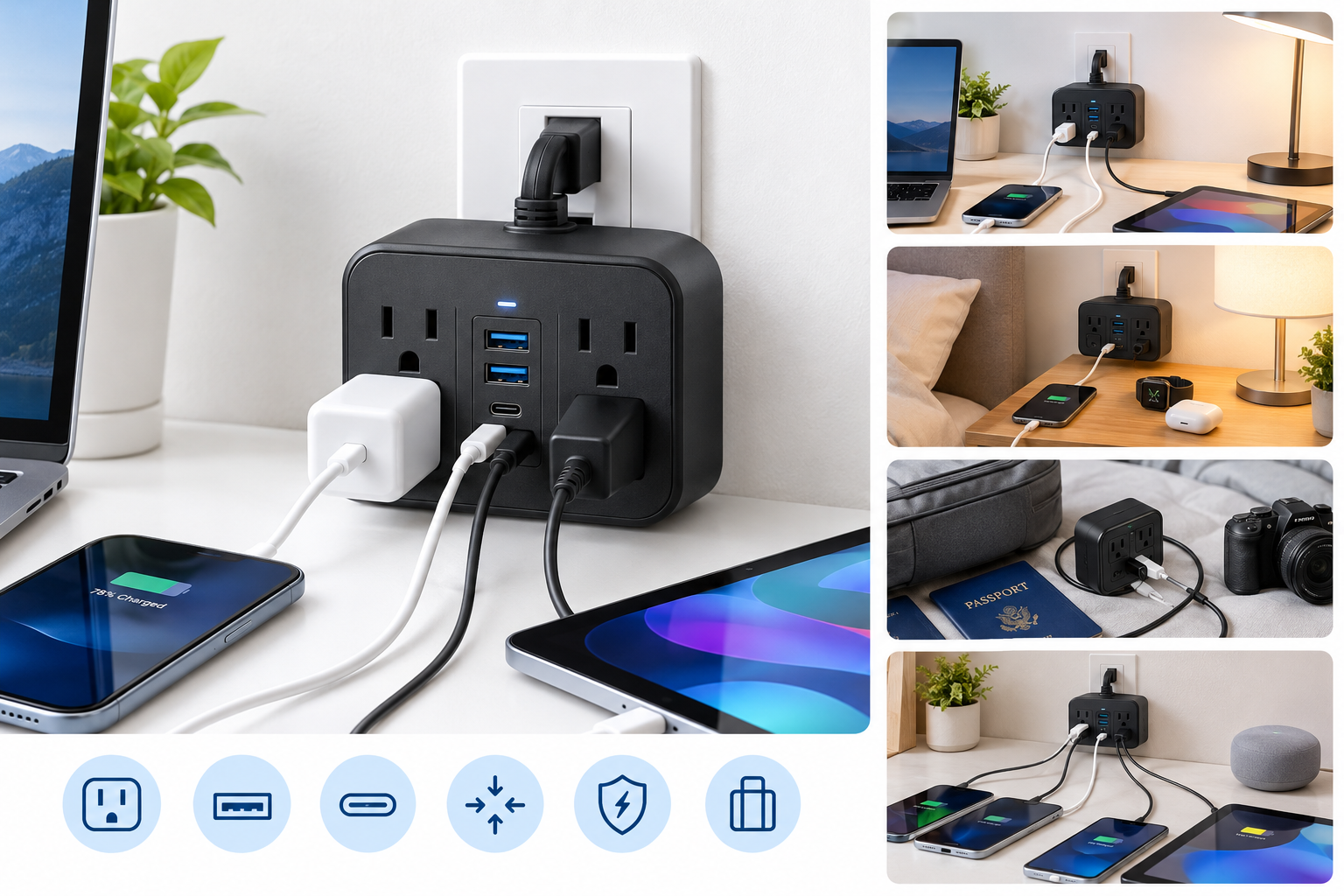 Compact USB‑C Power Hub with AC Outlets: In‑Depth Review of the Amazon Listing B0C828D9K1