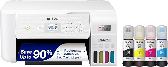 In-Depth Review: Epson EcoTank ET-2803 Wireless Color All-in-One Cartridge-Free Supertank Printer